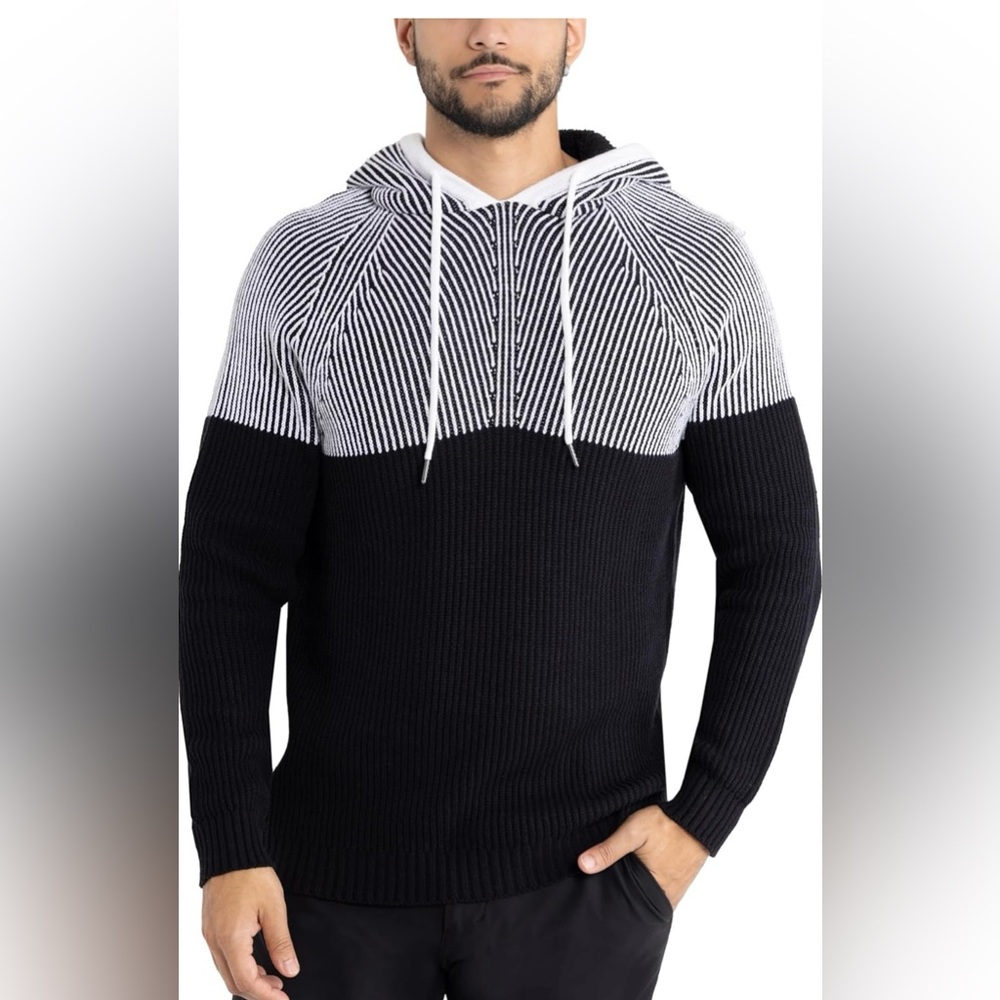 X RAY Mens Fashion Hoodies Pullover Sweater, Casual Knit Color Block Slim Fit